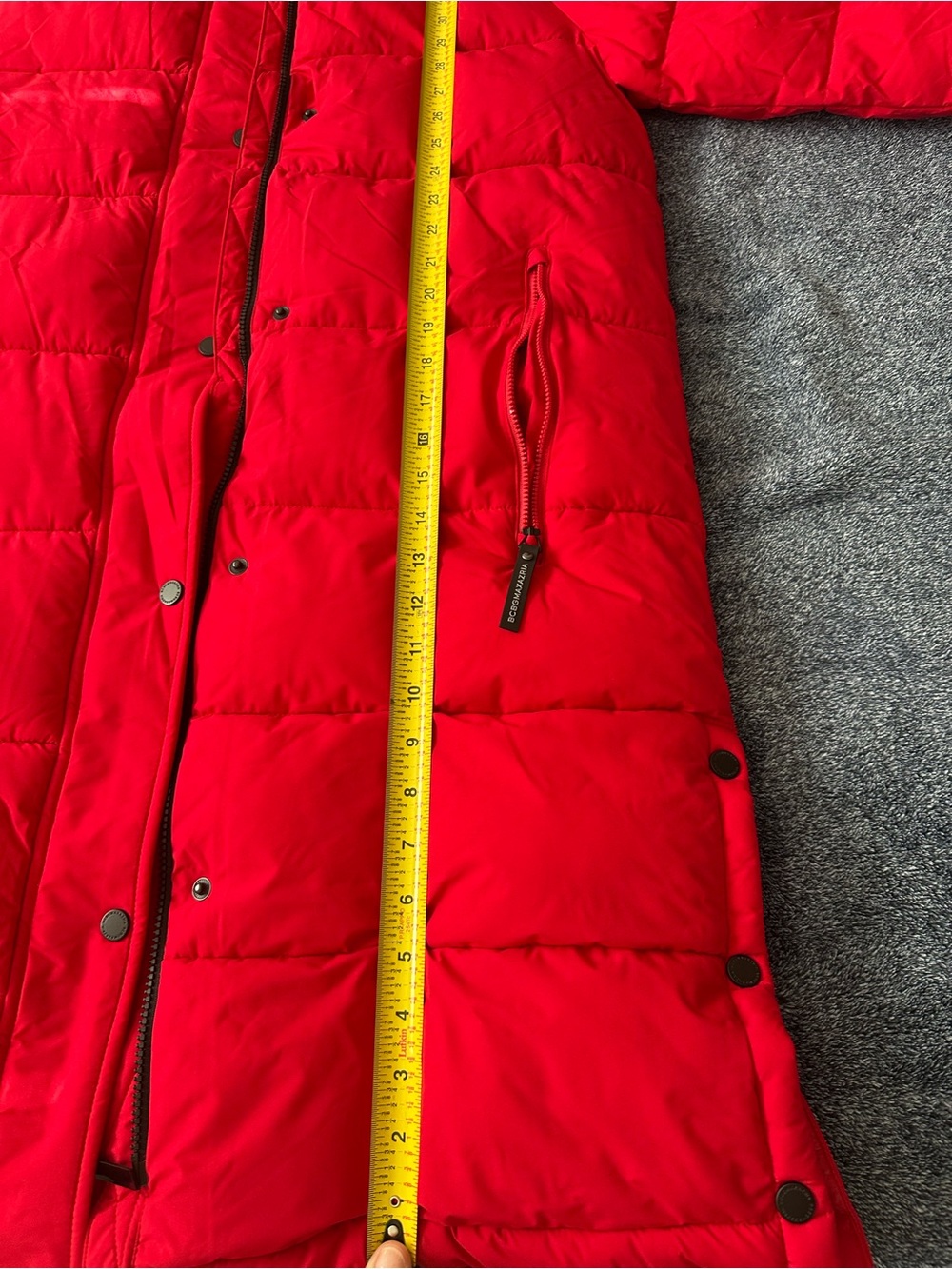 BCBGMaxAzria Red Hooded Long Puffer Coat - Picture 7 of 8
